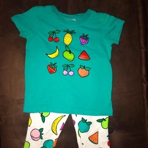 Hanna Andersson Fruit shirt/capris. Size 110